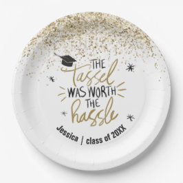 Plato De Papel Purpurina de oro Tassel Worth the Hassle Graduatio