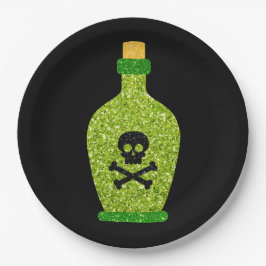 Plato De Papel Purpurina de veneno de Halloween