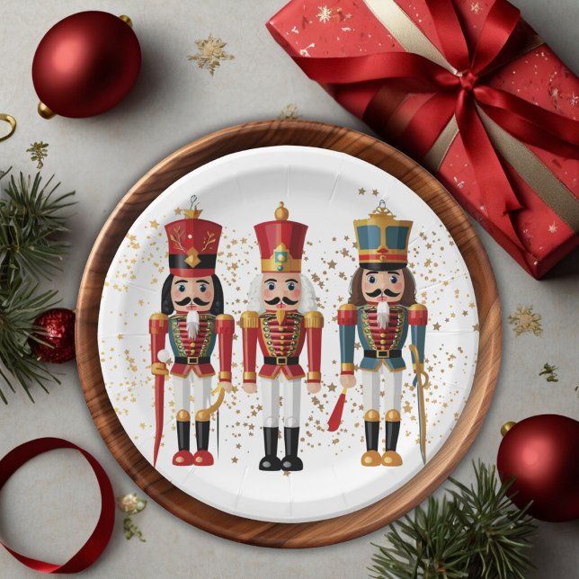 Plato De Papel Purpurina dorado Red & Blue Nutcracker Baby Shower (Subido por el creador)