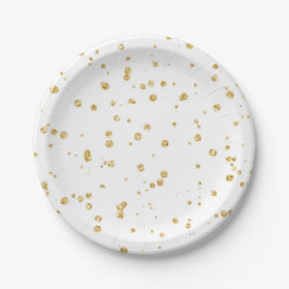 Plato De Papel Purpurina Faux Gold Confetti Wedding Fiesta