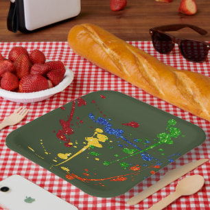Plato De Papel Purpurina Fiesta de Paintball Paint Splatter