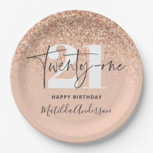 Plato De Papel Purpurina Girly destelló moderno fiesta de cumplea