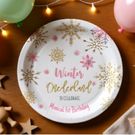 Plato De Papel Purpurina invierno onederland cumpleaños