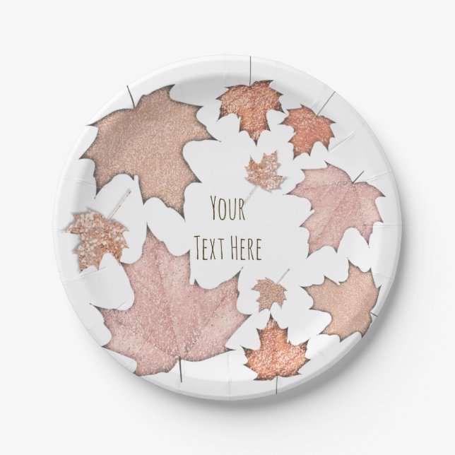 Plato De Papel Purpurina Maple Fall deja Fiesta Otoño (Anverso)