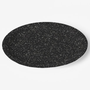 Plato De Papel Purpurina negro y de plata brillante