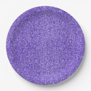 Plato De Papel Purpurina Purple Sparkle