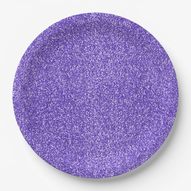Plato De Papel Purpurina Purple Sparkle (Anverso)