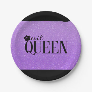 Plato De Papel Purpurina Púrpura EVIL QUEEN Placas Fiestas Glam