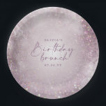 Plato De Papel Purpurina púrpura Lilac moda de brunch de cumpleañ<br><div class="desc">Moderno purpurina lila morada  elegante fiesta de cumpleaños etiqueta de botella fiesta brunch,  parte de una moderna colección elegante.</div>