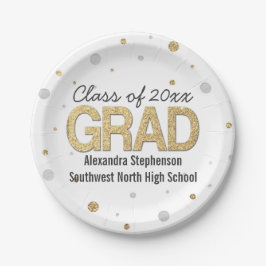 Plato De Papel Purpurina Relieve metalizado dorado Confetti Perso