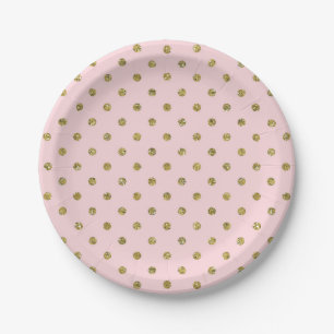 Plato De Papel Purpurina rosa y dorada Lunares brillantes Fiesta 