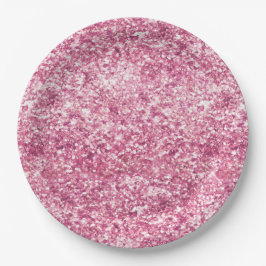 Plato De Papel Purpurina rosado confetti