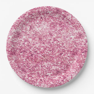 Plato De Papel Purpurina rosado confetti