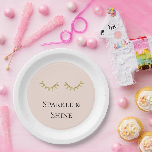 Plato De Papel Purpurina Rubor Pink Gold (Fiesta)