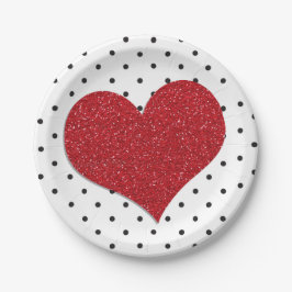 Plato De Papel Purpurina Valentines Dots Cumpleaños