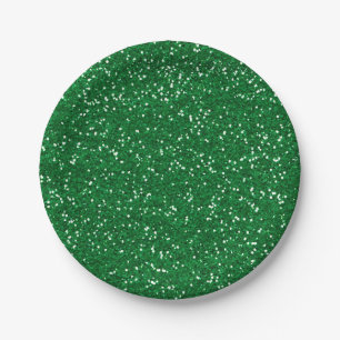 Plato De Papel Purpurina verde elegante