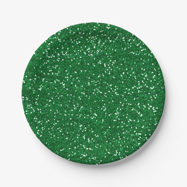 Plato De Papel Purpurina verde elegante (Anverso)