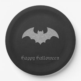 Plato De Papel Purpurinoso Bat Halloween