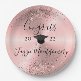 Plato De Papel Purpurinoso de Sheen pulido de color rosa Girly