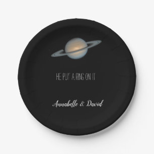 Plato De Papel Puso un anillo en el Saturno en el Fiesta espacial