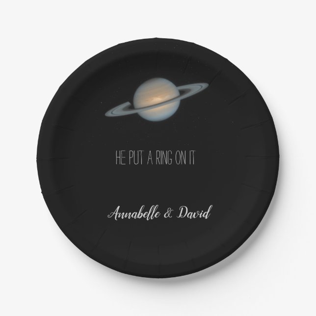 Plato De Papel Puso un anillo en el Saturno en el Fiesta espacial (Anverso)