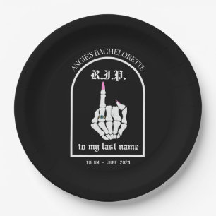 Plato De Papel QEPD a mi apellido Placas de papel de soltera