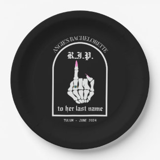 Plato De Papel QEPD a su apellido Placas de papel de soltera