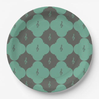 Plato De Papel Quatrefoil Treble Clef