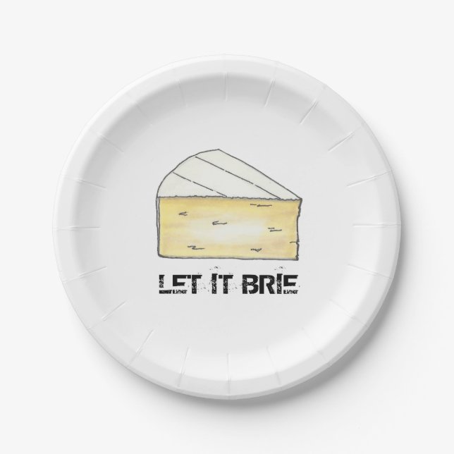 Plato De Papel Que Brie (Be) Queso Wedge Print Foodie French (Anverso)