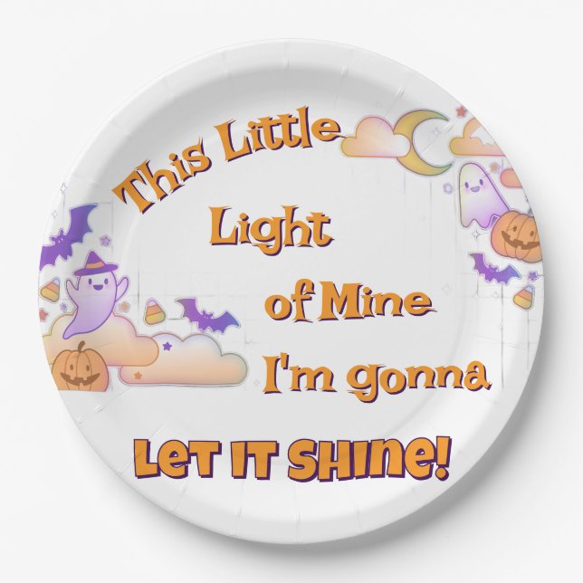 Plato De Papel Que brille placas de papel cristianas de Halloween (Anverso)