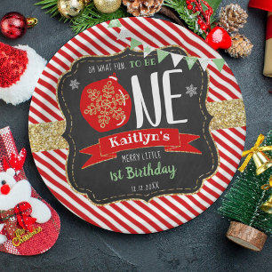 Plato De Papel ¡Qué Diversión De Ser Uno! Navidades 1º cumpleaños