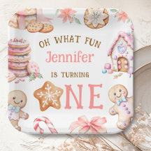 Qué divertido niña cumple 1 año de Gingerbread