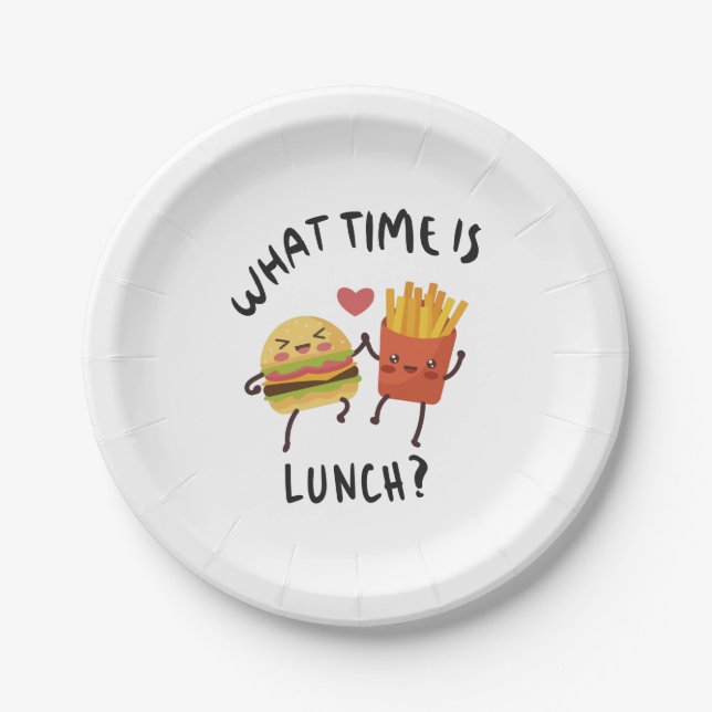 Plato De Papel ¿Qué hora es el almuerzo (Anverso)