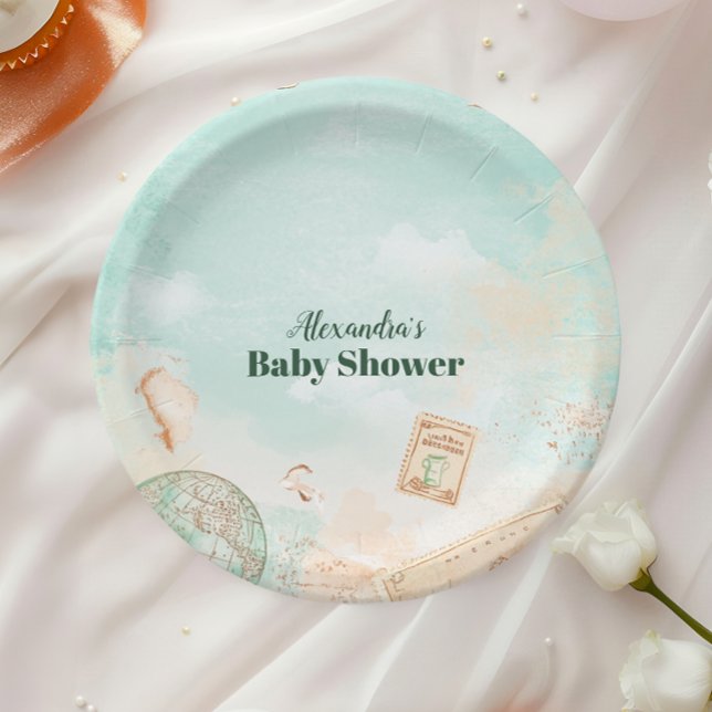 Plato De Papel Que la aventura empiece Baby Shower (Subido por el creador)