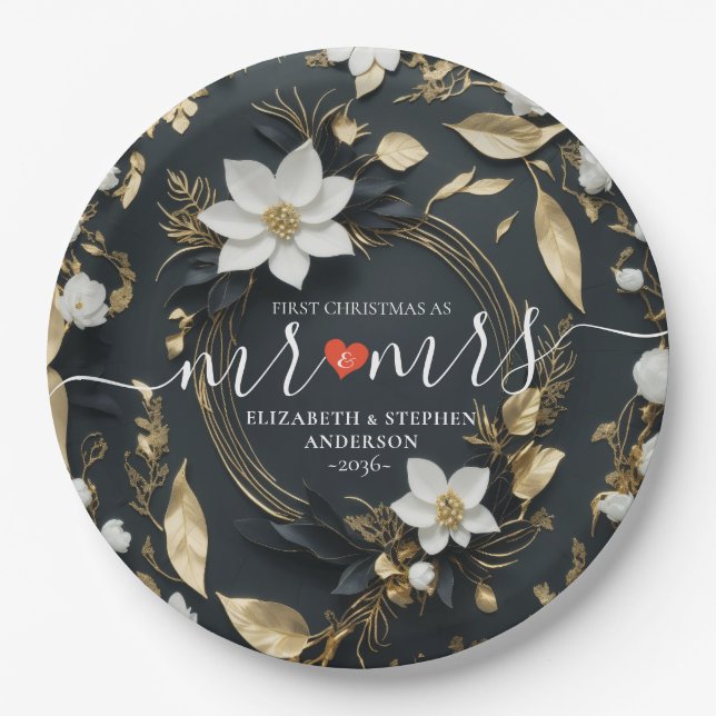 Plato De Papel Que la aventura empiece Boda Blue Gold Mountain (Anverso)