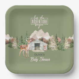 Plato De Papel Que la aventura empiece el Baby Shower de Mountain