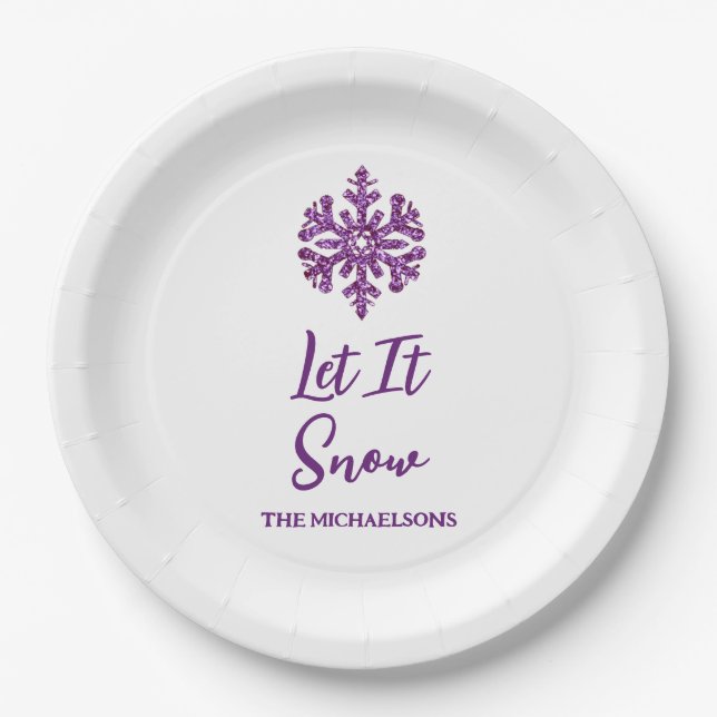 Plato De Papel Que Nieva El Picado De Nieve Morado (Anverso)