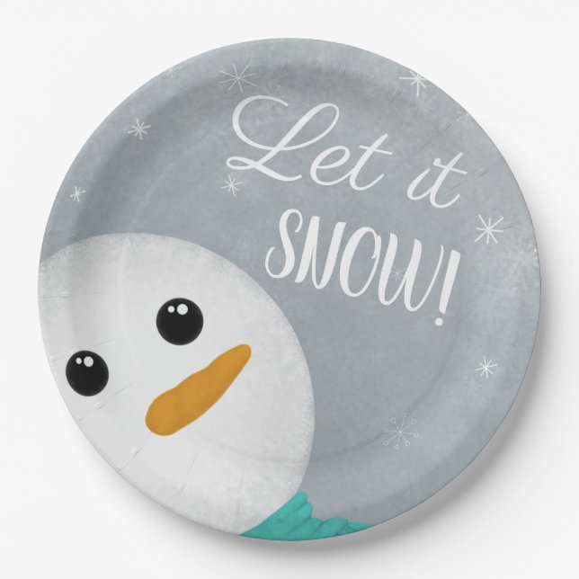 Plato De Papel Que Nieva Snowman (Anverso)