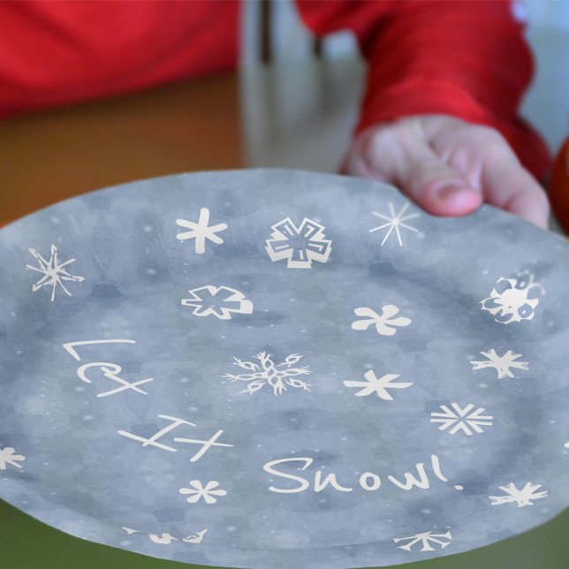 Plato De Papel Que nieve divertida, copas de nieve azul feriado d (Subido por el creador)