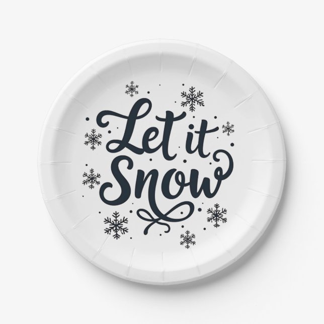 Plato De Papel Que nieve, Navidad en invierno (Anverso)