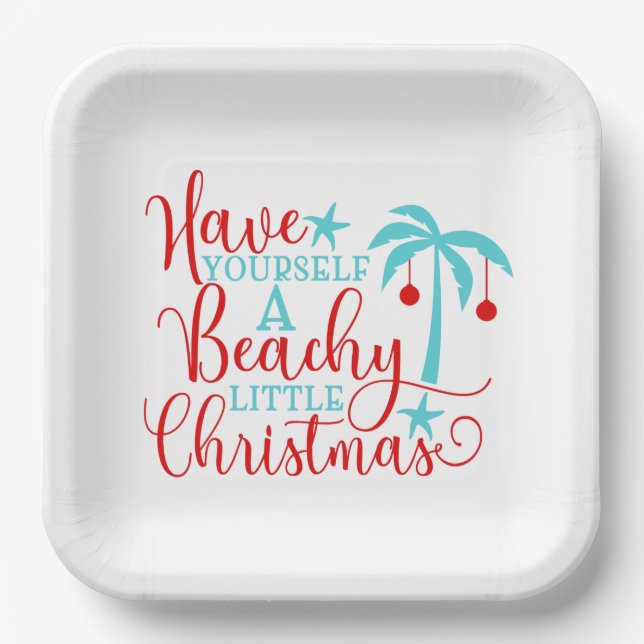 Plato De Papel Que tengas pequeños Navidades de playa (Anverso)