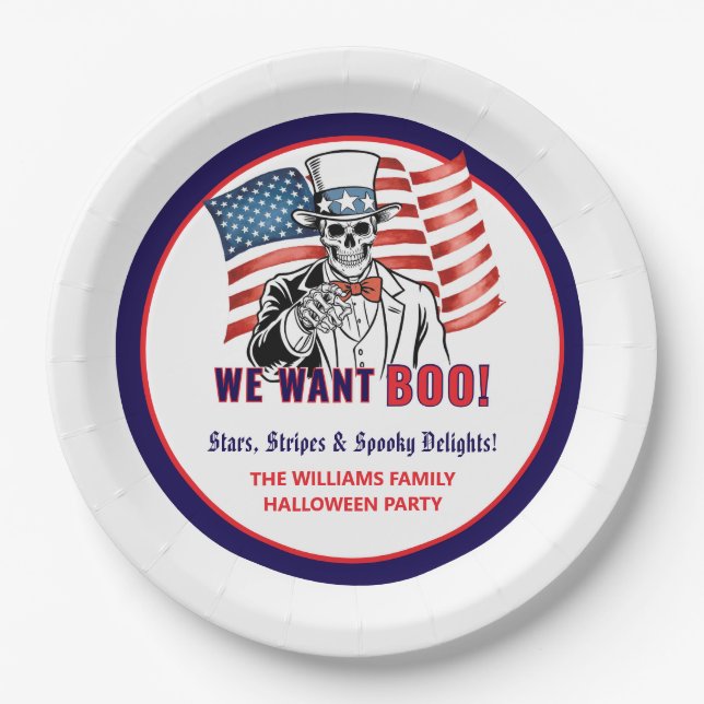 Plato De Papel Queremos un Boo Patriótico Fiesta de Disfraces de  (Anverso)