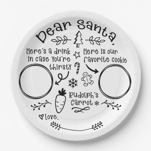 Plato De Papel Querido Santa (Anverso)