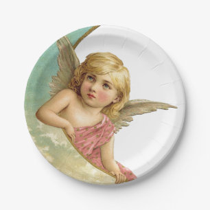 Plato De Papel Querubín Luna Vintage 