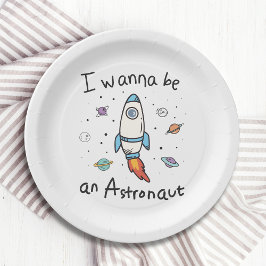 Plato De Papel Quiero ser un Personalizado astronauta
