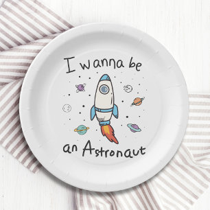 Plato De Papel Quiero ser un Personalizado astronauta