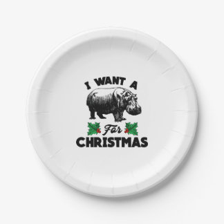 Plato De Papel Quiero Un Hipopótamo Para Los Navidades