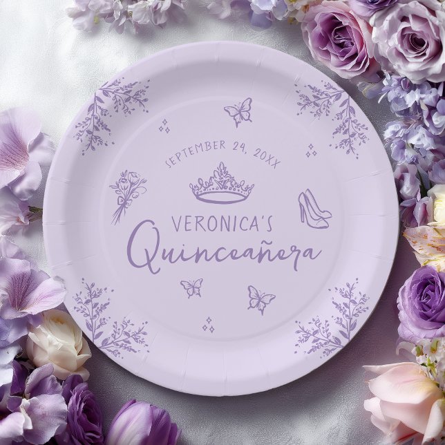 Plato De Papel Quinceanera (Shown on a 9-inch round plate)
