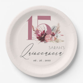 Plato De Papel Quinceanera 15º cumpleaños