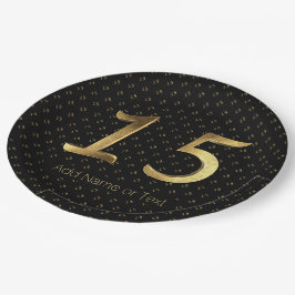 Plato De Papel Quinceanera 15º cumpleaños 15º aniversario de oro